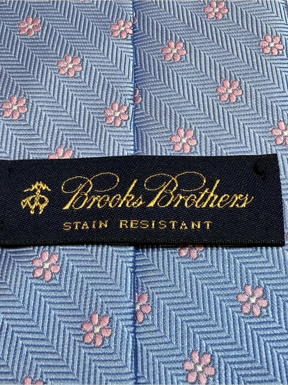 Brooks Brothers Periwinkle Blue Patterned Silk Necktie Woven Italy Made USA